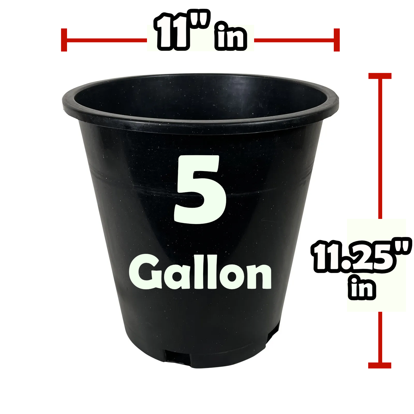 (5 - Gallon) Tall Premium Heavy Duty Black Plastic Garden Pots for Plants Flowers Containers Garden