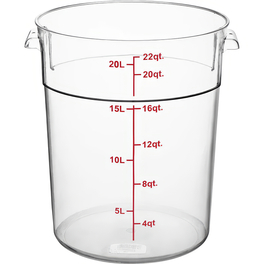 22 Qt Commercial Food Storage Container w/ Lid Set - CLEAR Round Polycarbonate, NSF for Kitchen Organization