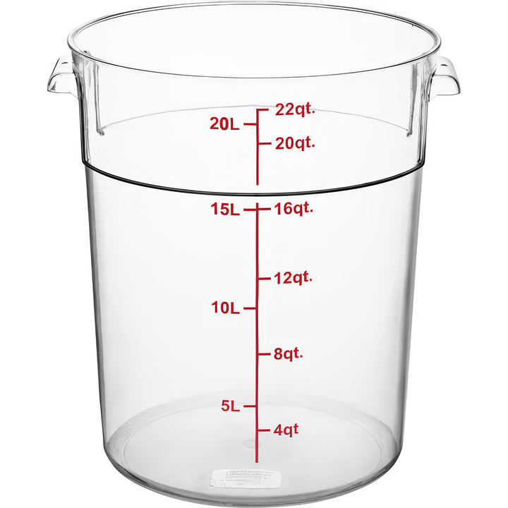 22 Qt Commercial Food Storage Container w/ Lid Set - CLEAR Round Polycarbonate, NSF for Kitchen Organization