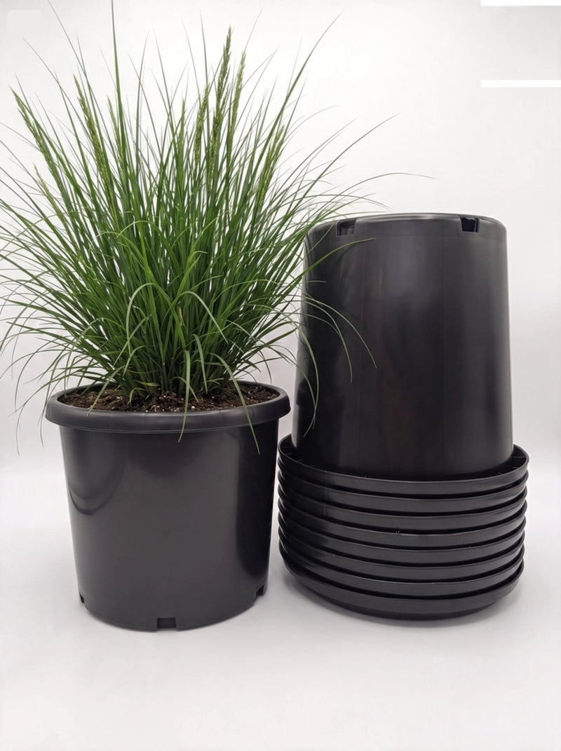10 Gallon Nursery Pots - Premium Black Plastic Plant Pots, Commercial Grade with Drainage Holes