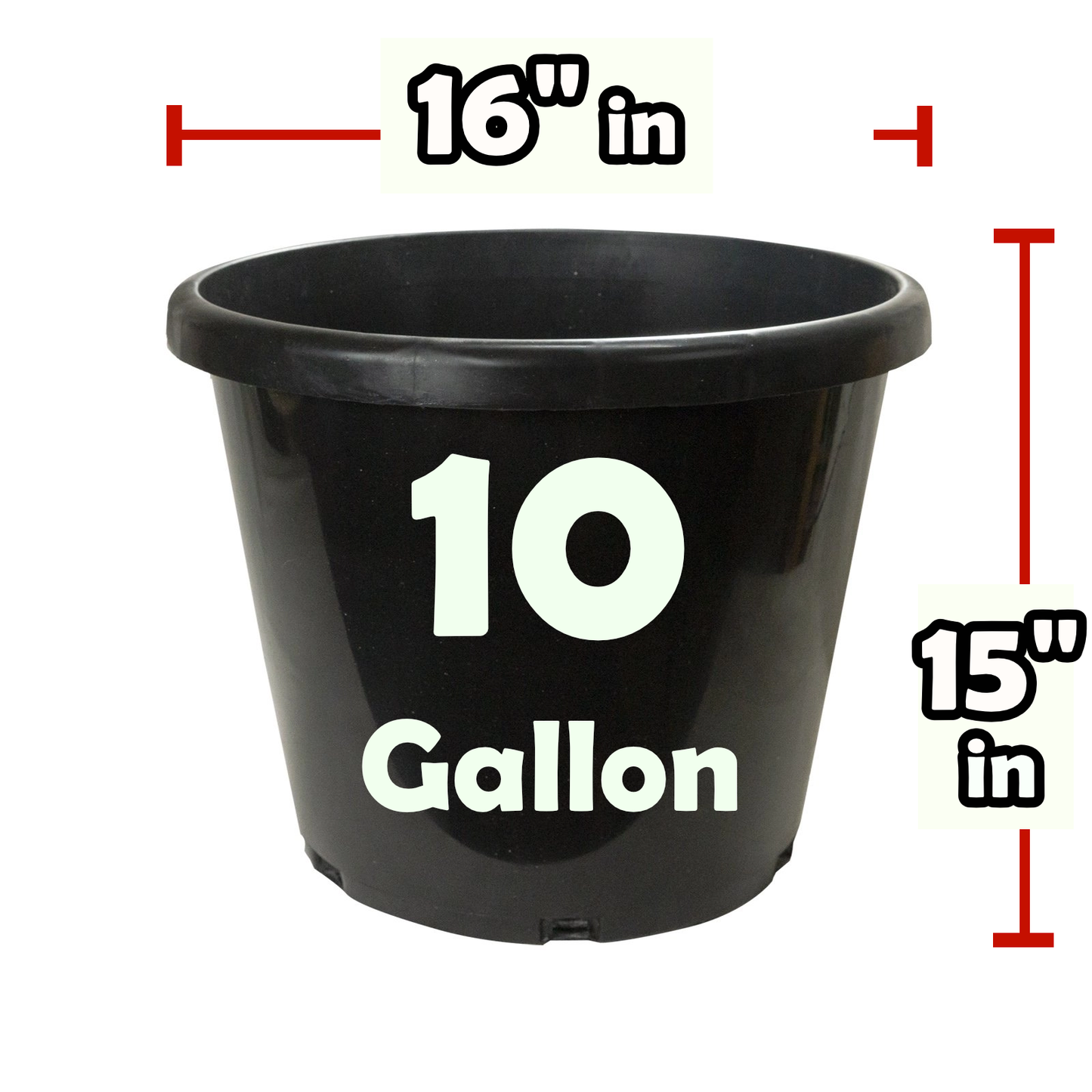 10 Gallon (5-pk) Premium Tall Heavy Duty Black Plastic Nursery Pots for Plants Flowers Containers Garden