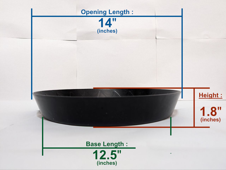 14" Heavy-Duty Black Plant Saucer – Indoor/Outdoor Drip Tray