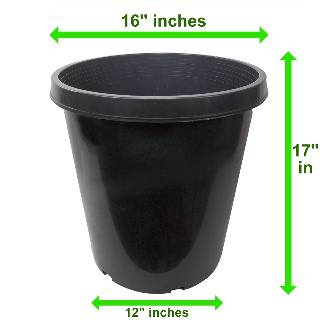 15 Gallon Tall Black Garden Pot – Heavy-Duty Plastic