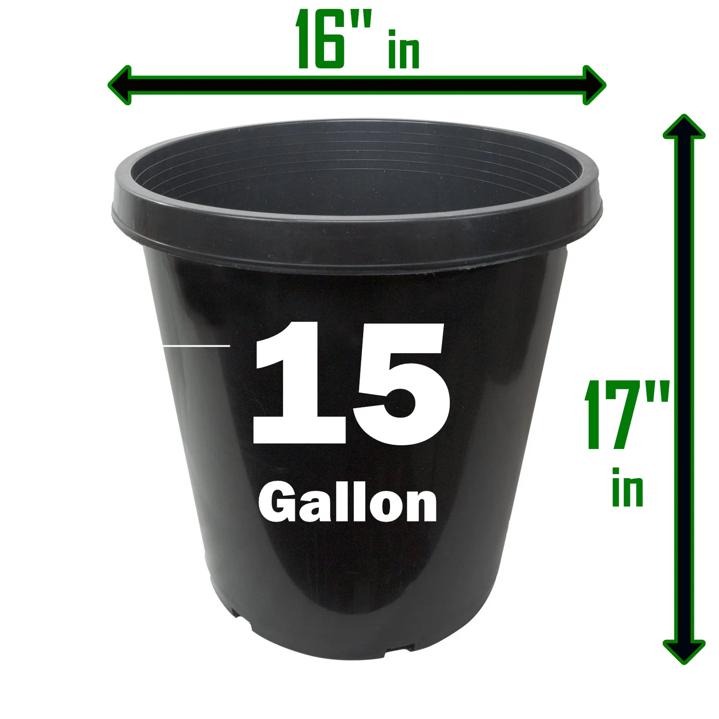 15 Gallon (5pk) Premium Tall Heavy Duty Black Plastic Nursery Pots for Plants Flowers Containers Garden