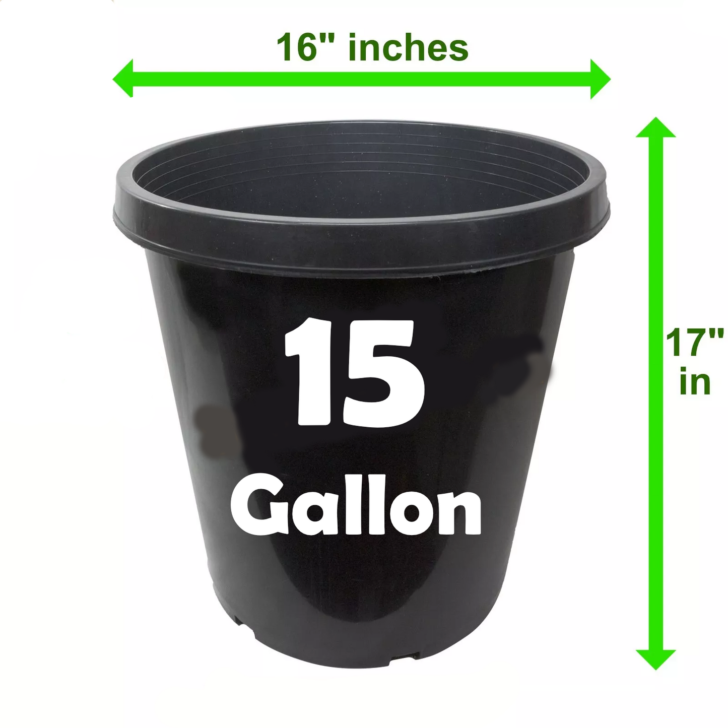 15 Gallon (5pk) Premium Tall Heavy Duty Black Plastic Nursery Pots for Plants Flowers Containers Garden