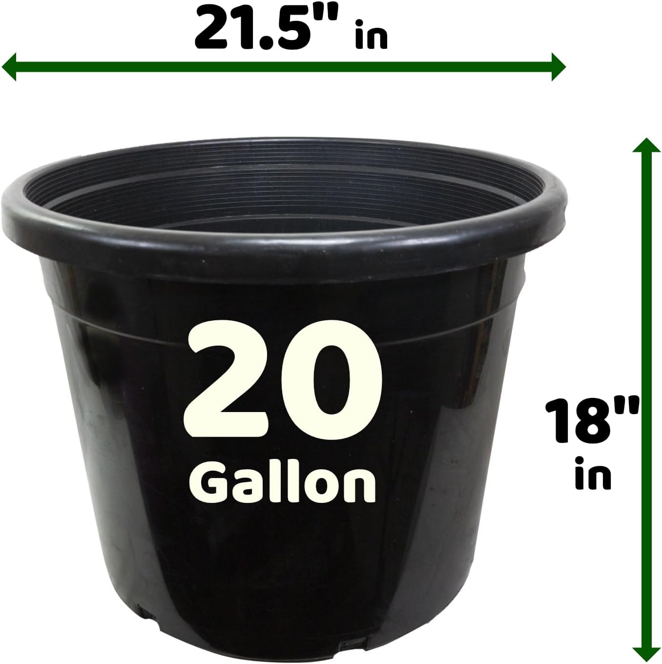 20 Gallon (3-pk) Premium Tall Heavy Duty Black Plastic Nursery