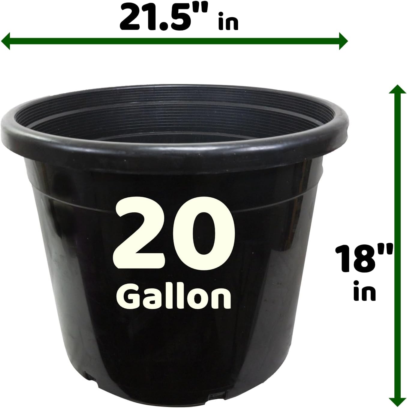 20 Gallon (3-pk) Premium Tall Heavy Duty Black Plastic Nursery Pots for Plants Flowers Containers Garden