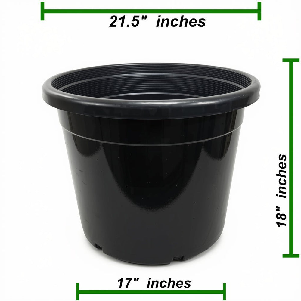 20 Gallon Black Nursery Pot – Heavy-Duty Plastic - Green Oasis
