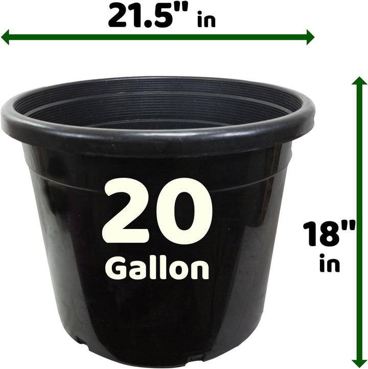 20 Gallon Black Nursery Pot – Heavy - Duty Plastic - Green Oasis