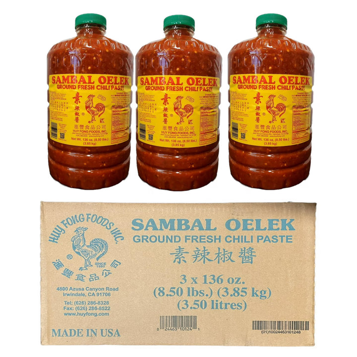 Huy Fong 8.5 lb. Sambal Oelek Fresh Ground Chili Paste - (Case of 3)