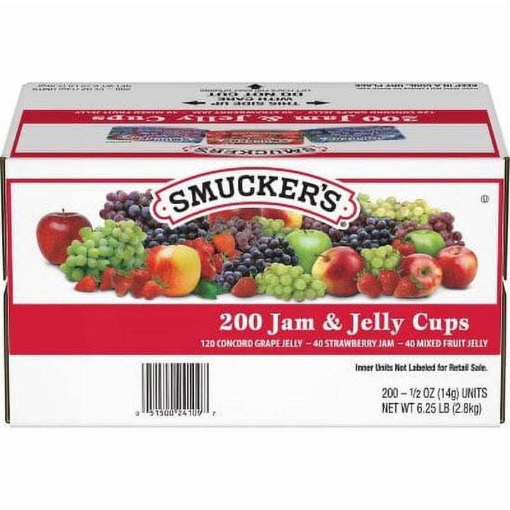Smucker's Strawberry Jam, Concord Grape & Mixed Fruit Jelly .5 oz. Portion Cups - 200/Case