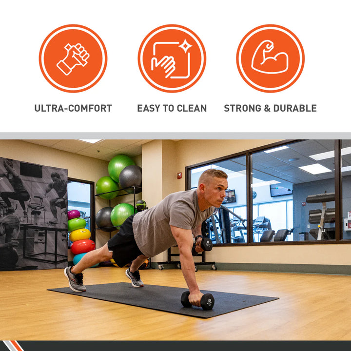 (Pair, 2 Dumbbells) BodySport Neoprene Black Dumbbells (8 lbs)