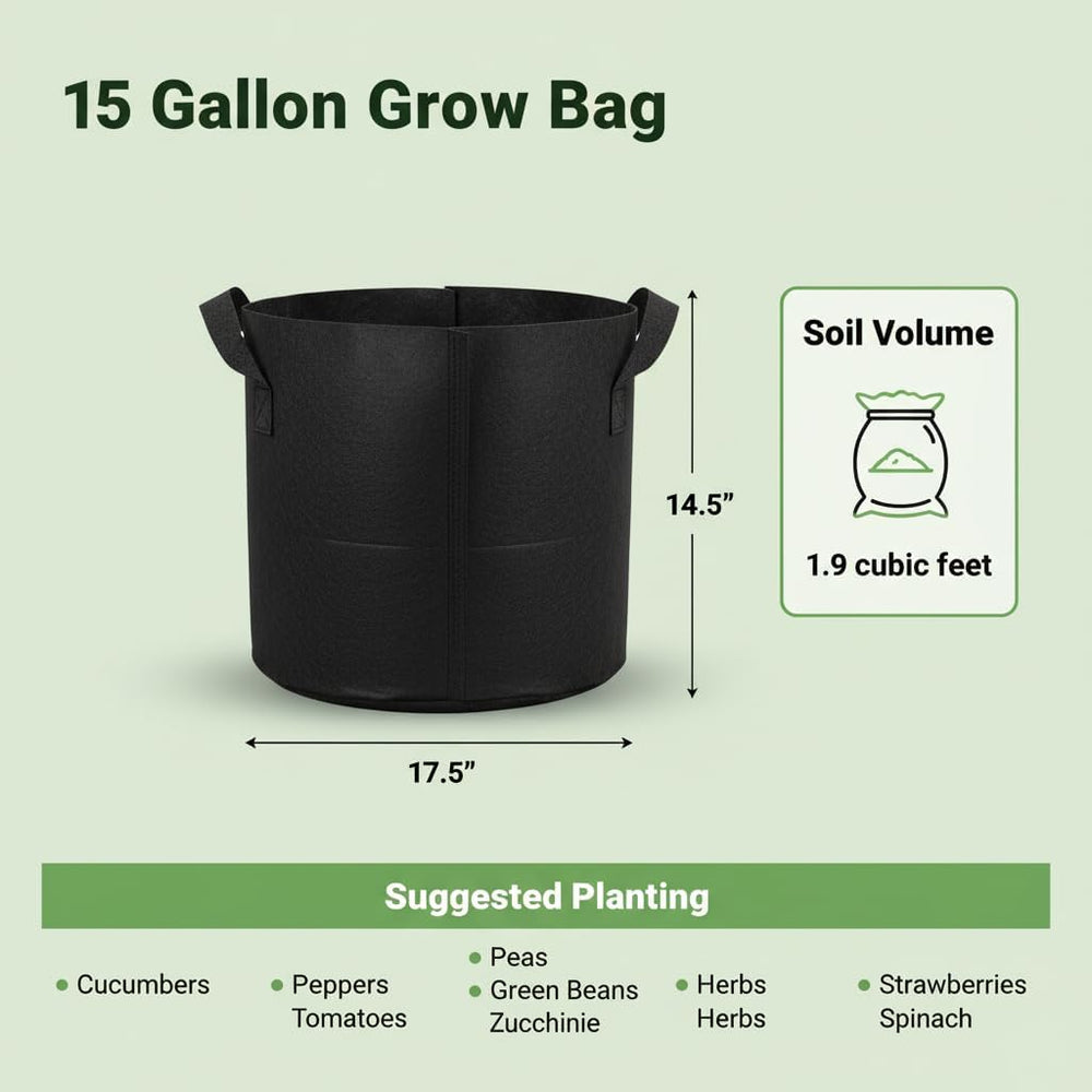 Green Oasis 15 gallon fabric pot with plant showing root aeration benefits