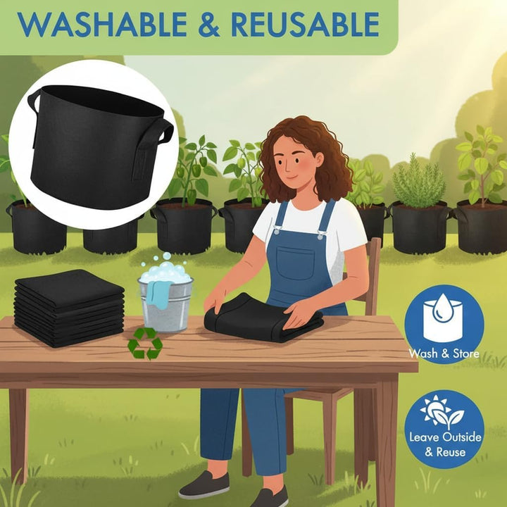Green Oasis fabric grow bag compared to plastic pot – breathable aeration design