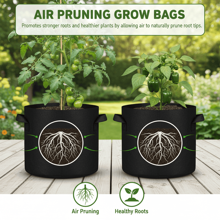 Green Oasis | 25 Gallon Fabric Grow Bags | Heavy Duty Pots with Handles for Vegetables, Fruits & Flowers - Green Oasis