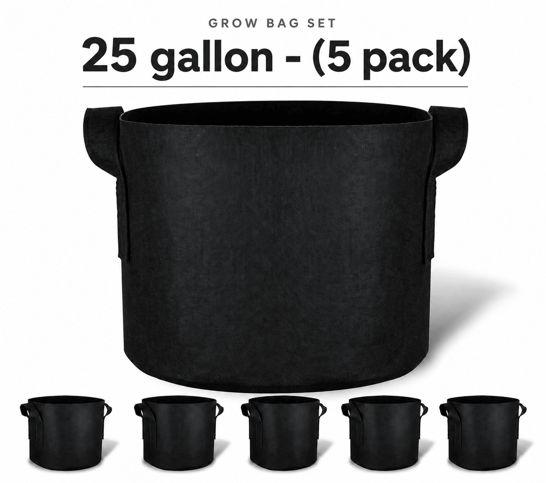 Green Oasis | 25 Gallon Fabric Grow Bags | Heavy Duty Pots with Handles for Vegetables, Fruits & Flowers - Green Oasis