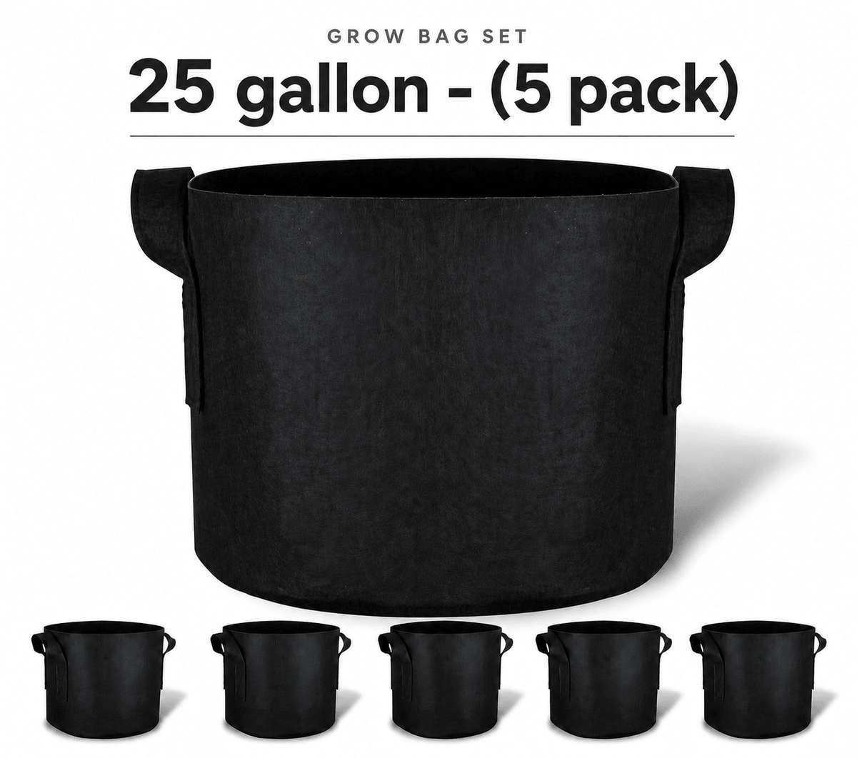 Green Oasis | 25 Gallon Fabric Grow Bags | Heavy Duty Pots with Handles for Vegetables, Fruits & Flowers - Green Oasis