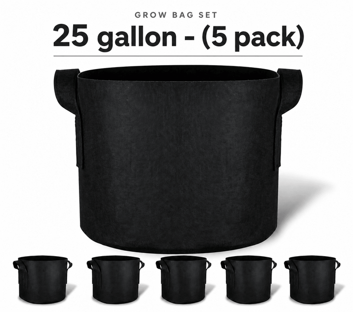 Green Oasis | 25 Gallon Fabric Grow Bags | Heavy Duty Pots with Handles for Vegetables, Fruits & Flowers - Green Oasis