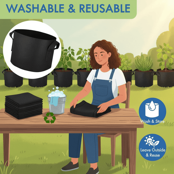 Green Oasis | 25 Gallon Fabric Grow Bags | Heavy Duty Pots with Handles for Vegetables, Fruits & Flowers - Green Oasis
