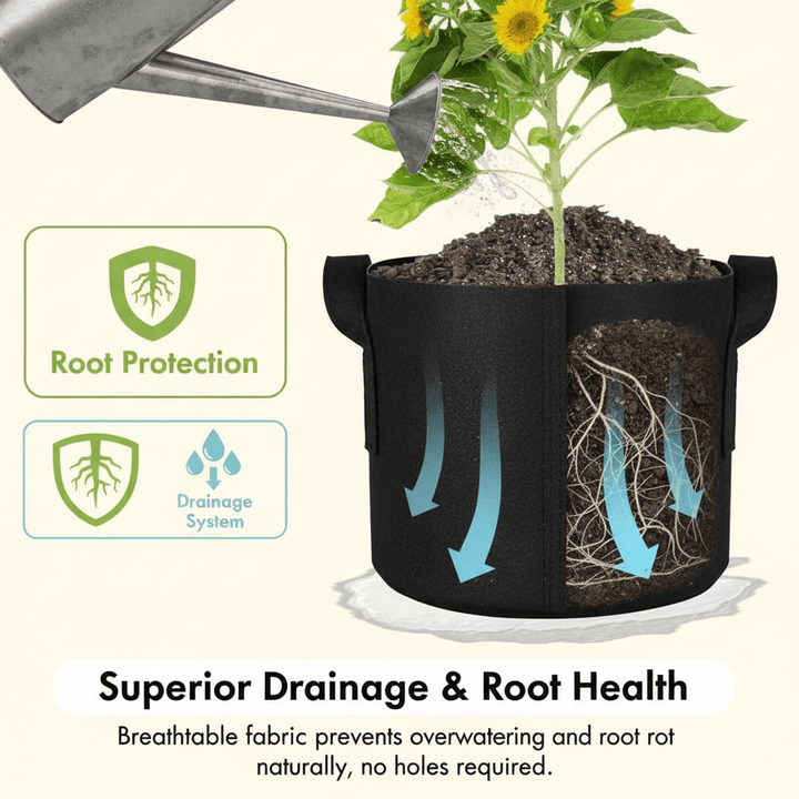 Green Oasis | 25 Gallon Fabric Grow Bags | Heavy Duty Pots with Handles for Vegetables, Fruits & Flowers - Green Oasis