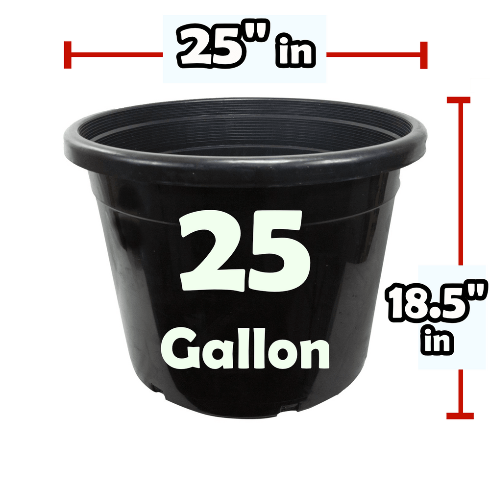 Green Oasis - 25 Gallon Nursery Pots - Premium Heavy Duty Injection Molded Black Plastic Planter Containers with Drainage Slots - 25" x 18.5" - Green Oasis