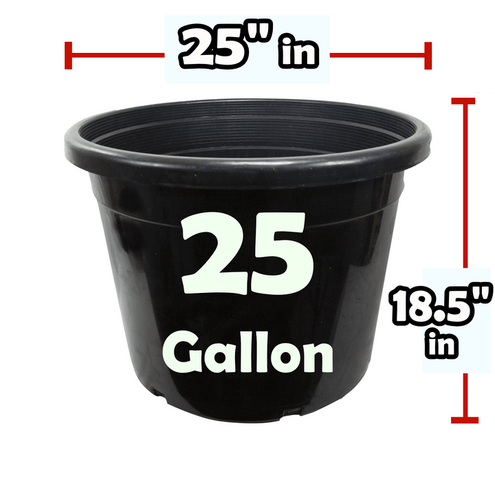 Green Oasis - 25 Gallon Nursery Pots - Premium Heavy Duty Injection Molded Black Plastic Planter Containers with Drainage Slots - 25" x 18.5" - Green Oasis