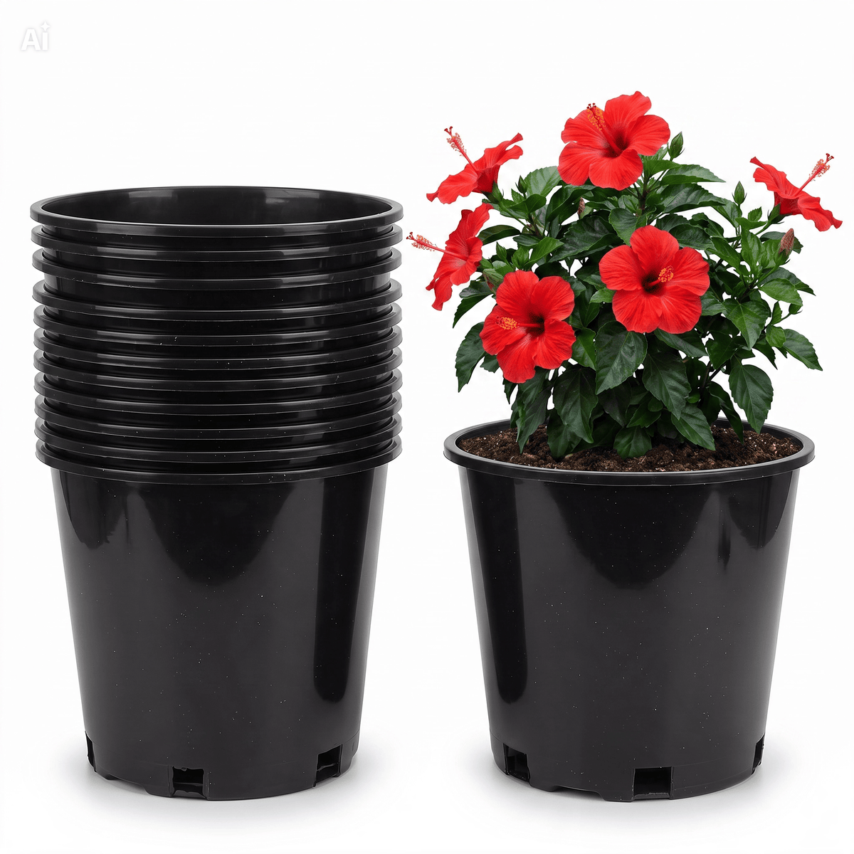 Green Oasis 3-Gallon Nursery Pots - Professional Heavy Duty Injection Molded Plastic Plant Pots with Drainage Holes – 11 Inch Round Flower Pots - Green Oasis