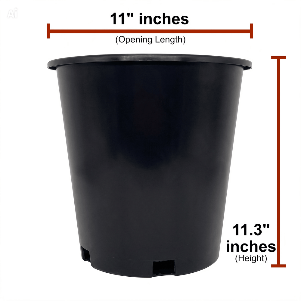 Green Oasis - 5 Gallon Nursery Pots - Premium Black Plastic Plant Pots with Drainage Holes - Green Oasis