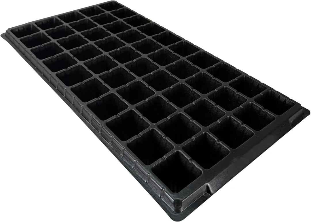 Close-up of 50-cell tray drainage holes for healthy seedling roots – Green Oasis