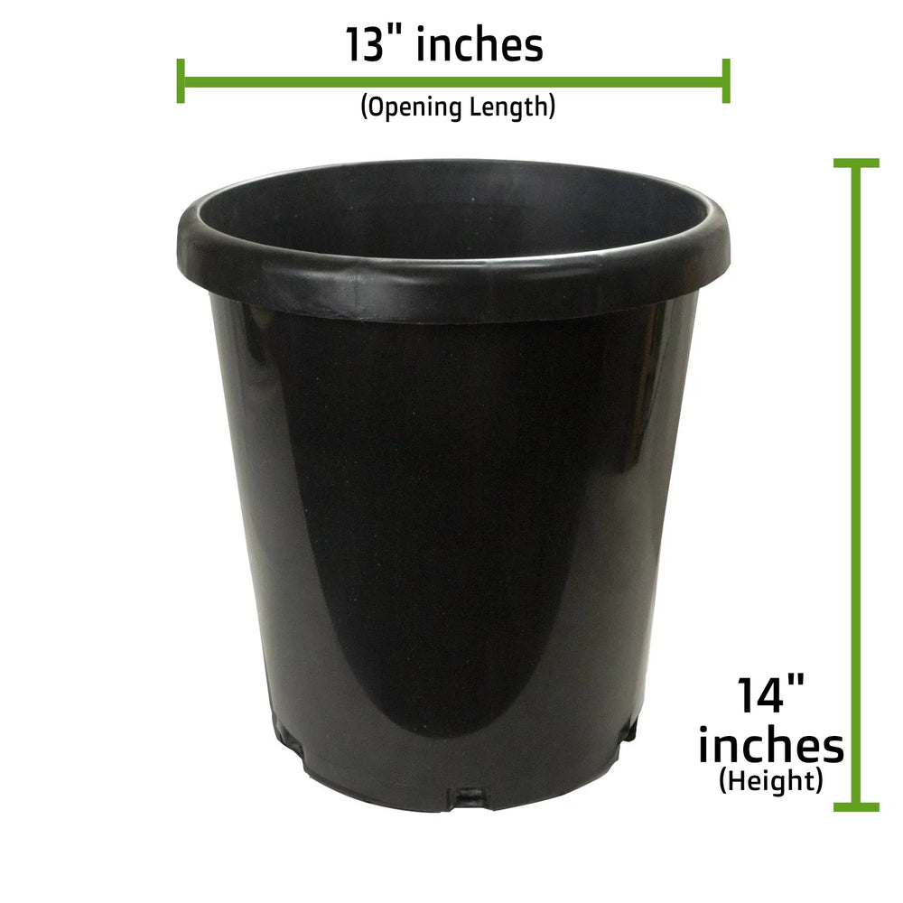 Green Oasis - 7 Gallon Professional Nursery Pots with Drainage Holes - Heavy Duty Black Plastic Plant Containers for Indoor/Outdoor Growing - Green Oasis