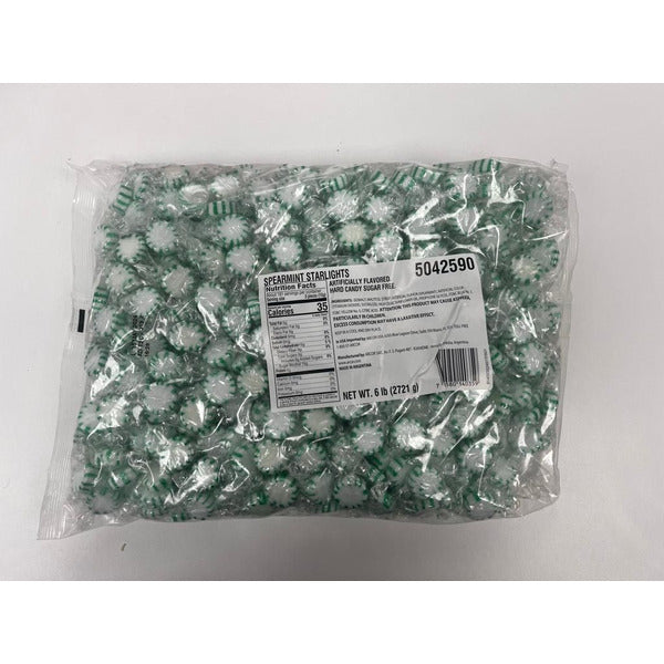 Green & White Individually Wrapped Spearmint Starlight Mints Value Pack |  Bulk 6 Pound Bag